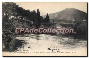 Postcard Old Bass Bidarray Pyrenees Nive Old Roman Bridge and Mount Gakueta