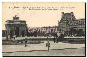 Old Postcard Paris Arc de Triomphe of the carousel and the New Tuileries Garden