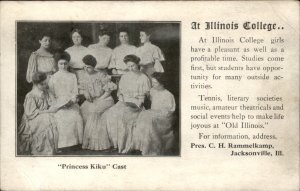 Jacksonville Illinois College Girls Princess Kiku Cast c1908 Vintage Postcard