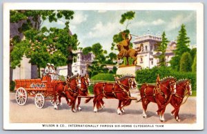 DS1/ Interesting Postcard c1910 Advertising Wilson & Co 6-Horse Team 246