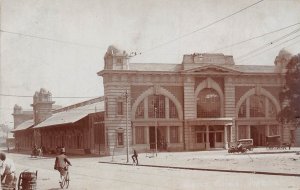 South Africa Market Building Johannesburg Bicycle RPPC postcard B932