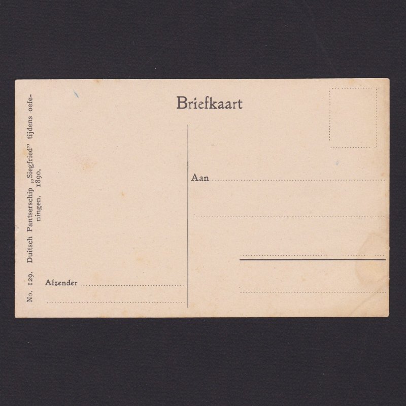 NETHERLANDS, Postcard, German armored ship Siegfried during exercises, Unused