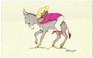 Adorable Little Boy Riding His Burro Published by Marcolor of Mexico