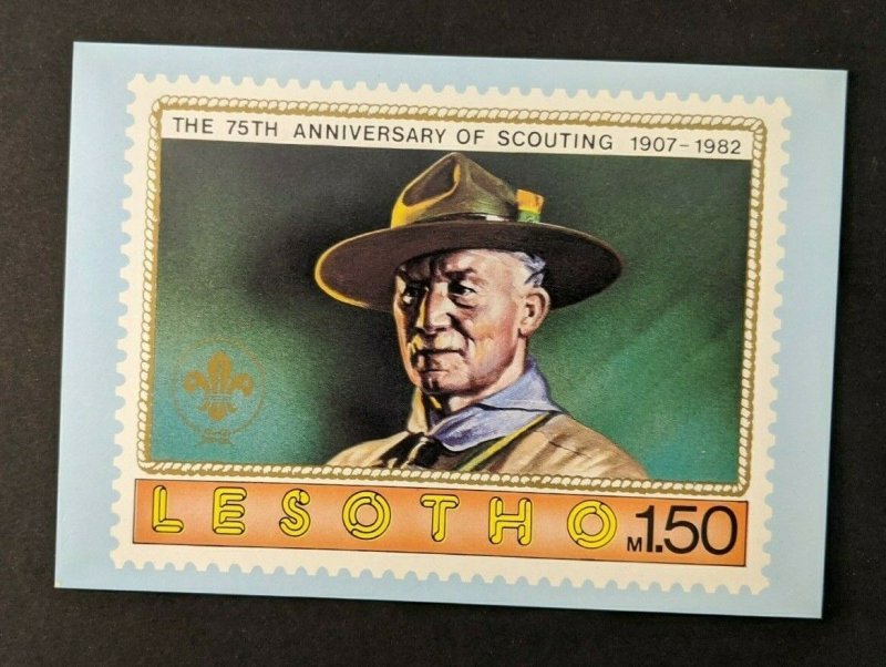 Mint Vintage Boy Scout Scouting Anniversary Postcard Lesotho