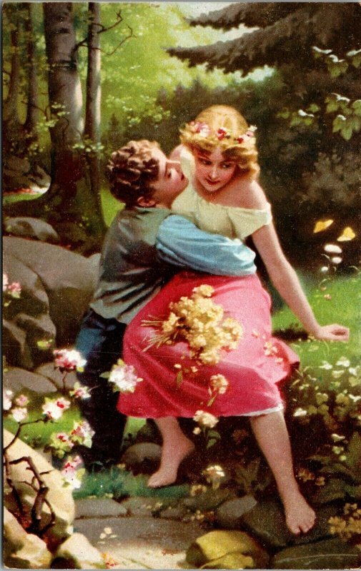 Vintage Romantic ROMANCE 1900's  Antique Postcard PC - LOVE