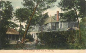 Postcard Florida West Palm Beach Briggs Cottage roadside Leighton #31785 23-9854