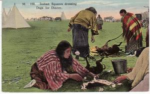 NATIVE AMERICANA   PREPARING DINNER  postcard