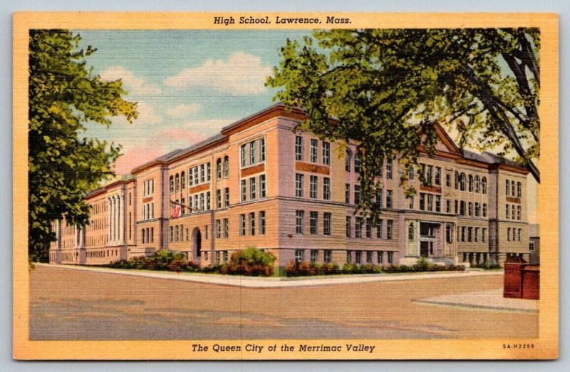 Vintage Massachusetts Postcard - High School   Lawrence