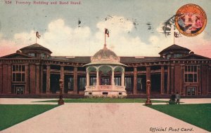 Vintage Postcard 1909 Forestry Building Band Stand Landmark Seattle Washington