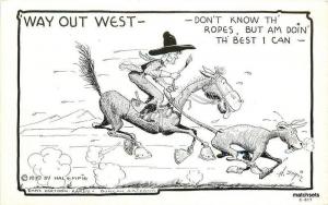 Artist Impression Way out West Cowboy Horse Hal Empie Gloss Tone postcard 1138