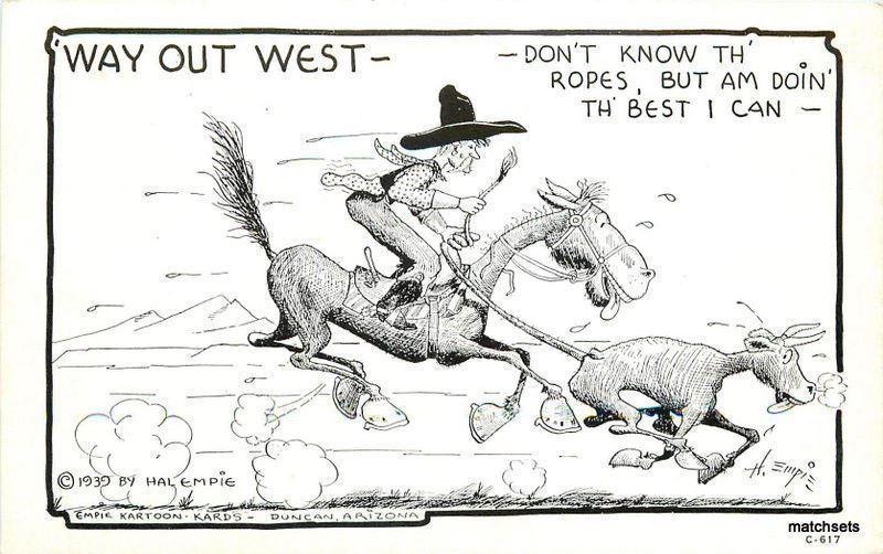 Artist Impression Way out West Cowboy Horse Hal Empie Gloss Tone postcard 1138