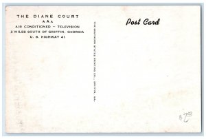 c1960's The Diane Court Exterior Roadside Griffin Georgia GA Unposted Postcard