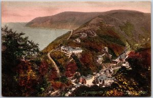 Lynmouth from Royal Castle England Hotel Mountian Trails Buildings Postcard