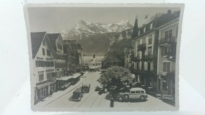 Vintage Rp Postcard Brunnen 1946  Real Photo Nice Street Scene Lake Lucerne