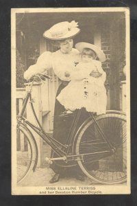 MISS ELLALINE TERRISS BEESTON  HUMBER BIRCYCLE VINTGAE ADVERTISING POSTCARD