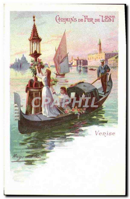 Postcard Old Train Railways l & # 39Est Venice gondola