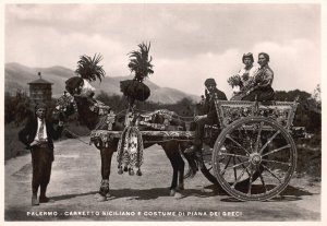 Vintage Postcard Real Photo Carreto Siciliano E. Costume Palermo Italy RPPC