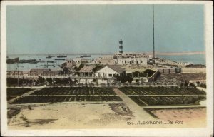 ALEXANDRIA EGYPT The Port TINTED REAL PHOTO Old Postcard