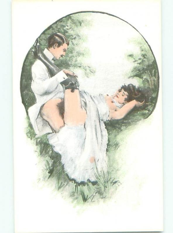 foreign c1910 Risque FRENCH WOMAN HAVING SEX IN THE PARK AB7314