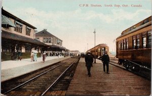 North Bay Ontario CPR Station Train Railway Depot ON c1913 RPO Postcard H31