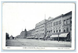 c1905 View Of High Street View Howell & Son Co. Building Hamilton OH Postcard