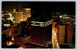 Atlanta At Night, Georgia, Vintage Chrome Aerial View Postcard