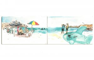 Postcard Marina Grechanik Habonim Beach Israel The Art Of Urban Sketching