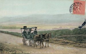 France - Centre de la France vue sur la route du Puy de Dome Horse Wagon 03.27 