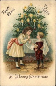 Christmas Children Letters to Santa Clause TreeEmbossed c1910s Postcard