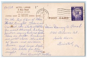1959 Hotel Lamar Exterior Scene Meridian Mississippi MS Posted Vintage Postcard