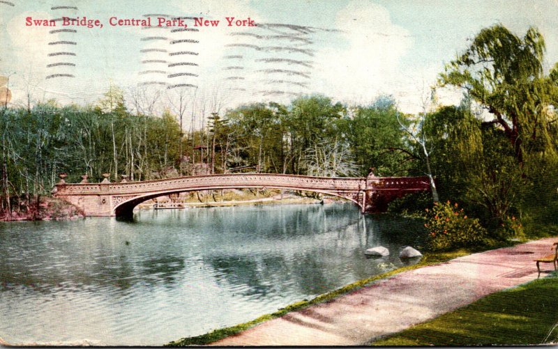 New York City Central Park Swan Bridge 1910