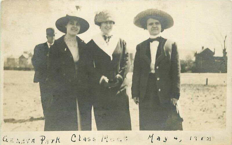 Illinois Geneva Park Three Woman C-1910 RPPC Photo Postcard 22-4117