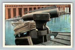 Harpoon Gun Mounted on Boat, Pacific Novelty Co., Vintage Sailing Postcard 