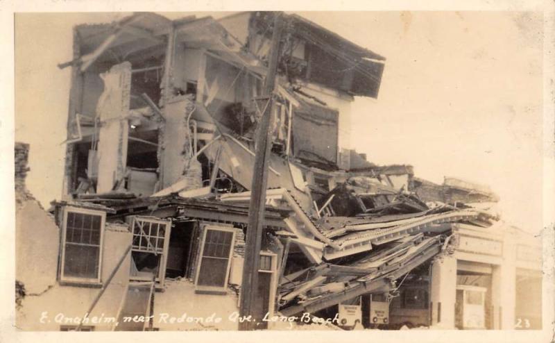 Long Beach California Anaheim Earthquake Damage Real Photo Antique PC K24823