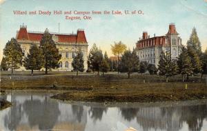 Eugene~University of Oregon Campus~Villard & Deady Hall Reflect in Lake~Glosso 