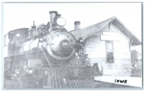 c1960 Unknown Iowa Locomotive Railroad Train Depot Station RPPC Photo Postcard