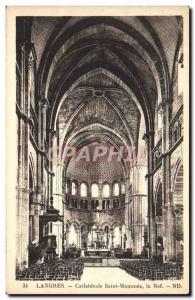 Old Postcard Langres Cathedrale Saint Mammes The Nave