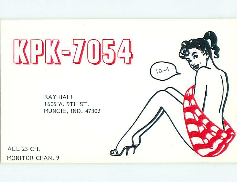 risque SEXY GIRL - QSL HAM RADIO CARD Muncie Indiana IN t0779