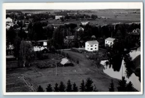 Suomi Finland Postcard Aerial View of Town and Trees c1950's RPPC Photo