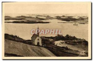 Old Postcard Ploubazlanec La Trinite The chapel and the sea