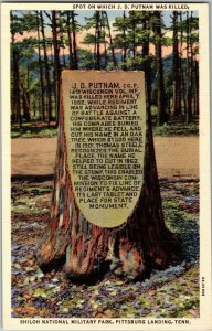 J.D. Putnam Memorial Shiloh National Military Park TN Vintage Linen Postcard G37