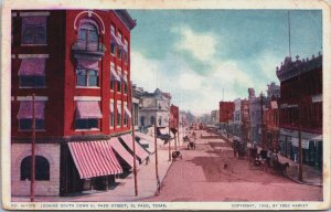 Looking South Down EL Paso Street EL Paso Texas Vintage Postcard C201