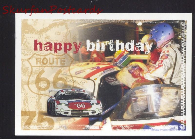 Happy Birthday Route 66 Race Car Postcard Hippostcard