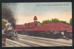 COLORADO SPRINGS COLORADO D&RB RAILROAD DEPOT TRAIN STATION VINTAGE POSTCARD