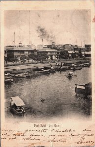 Egypt Port Said Les Quais Vintage Postcard C128