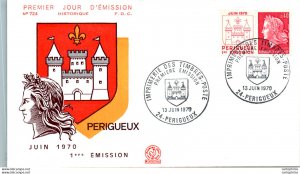 FDC France Marianne de Cheffer Perigueux 1970 Château