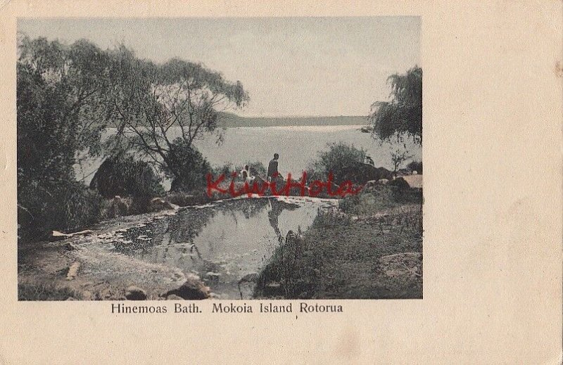 Postcard Hinemoas Bath Mokoia Island Rotorua New Zealand