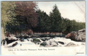 NORTH TROY, Vermont  VT  Handcolored BEAUTIFUL MISSISQUOI RIVER Postcard