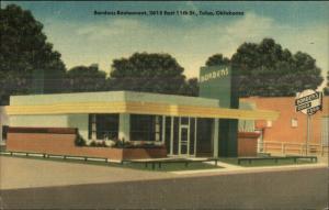 Tulsa OK Bordens Restaurant East 11st. Roadside Linen Postcard
