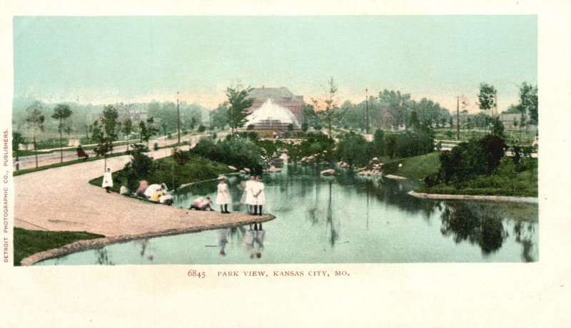 Vintage Postcard 1900's View of Beautiful Park Kansas City Missouri MO